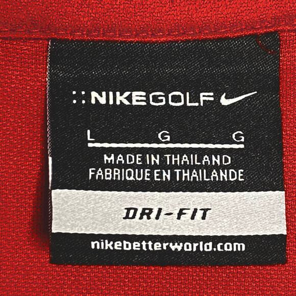 Nike Gold Mens Polo Shirt Large Very Red Company Logo White Swoosh Logo - Picture 6 of 8